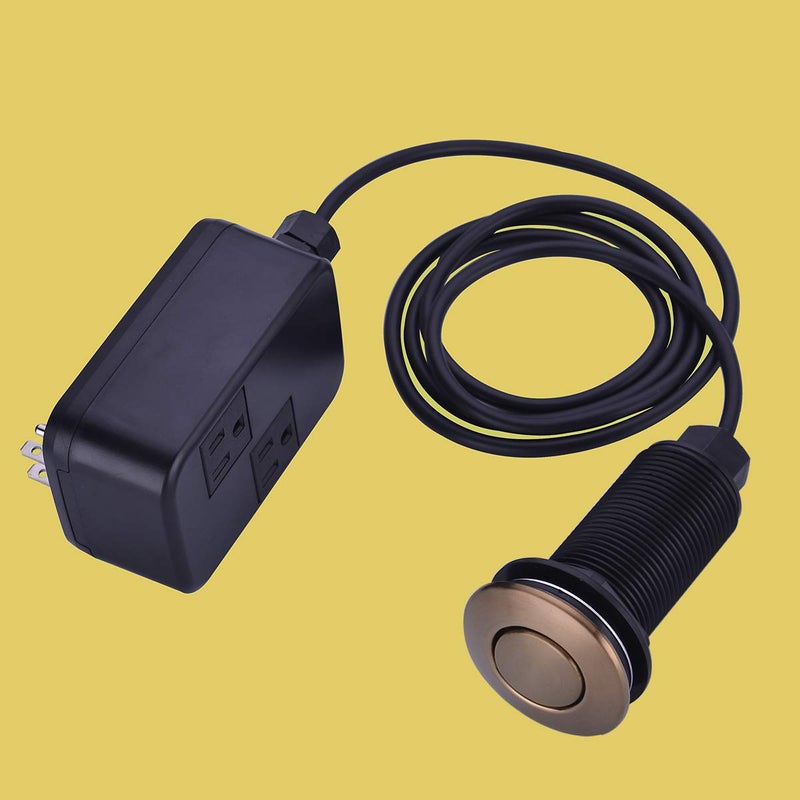 SINKINGDOM SinkTop Air Switch Kit with Champagne Bronze Long Button(Brass Cover) for Garbage Disposal - Image 2
